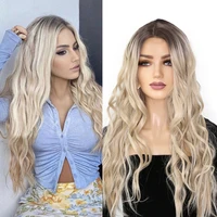 synthetic wigs for women lace middle part wig ombre blonde long wavy hair dailyparty fiber natural hair heat resistant curly