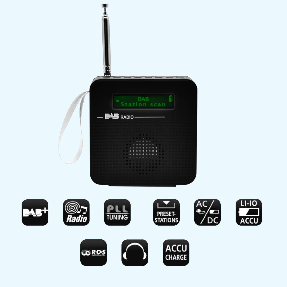 Мини DAB/DAB + цифровой FM AC/DC радио Bluetooth портативное беспроводное Функция сна
