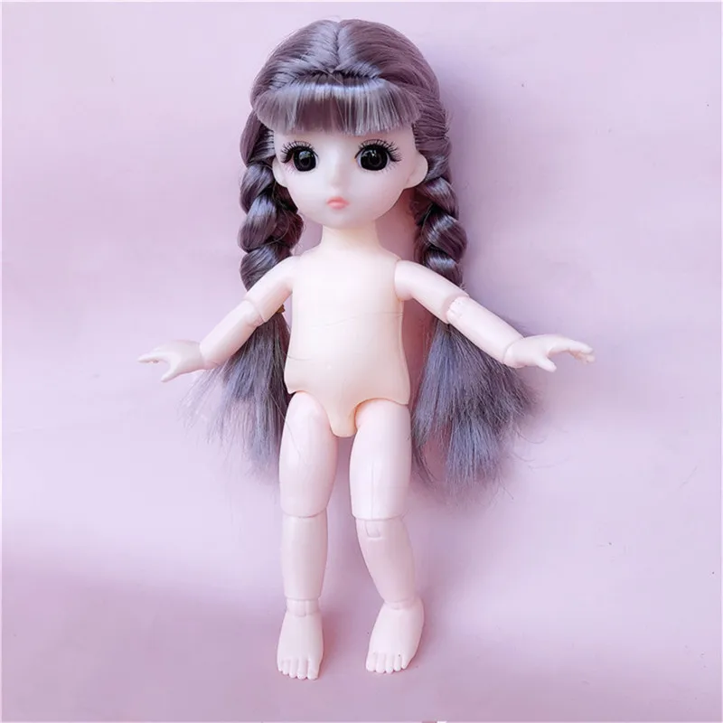 

16cm doll 1/12 13 Movable Joint BJD 3D Eyes Long Hair Princess Girl Mini Nude Fashion Doll Ordinary Skin Girl Toy Birthday Gift