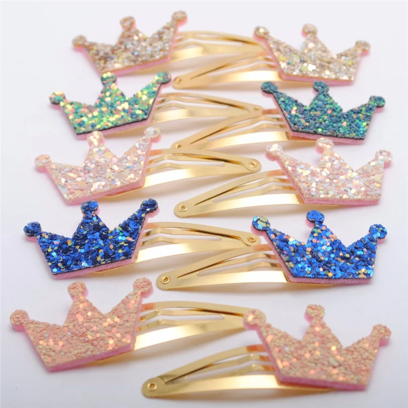 8/ 10 Pcs New Gold Plated Girls Mickey Ears Hair Clips Kids Glitter Hairpins Star Crown Barrette Accessories | Детская одежда и