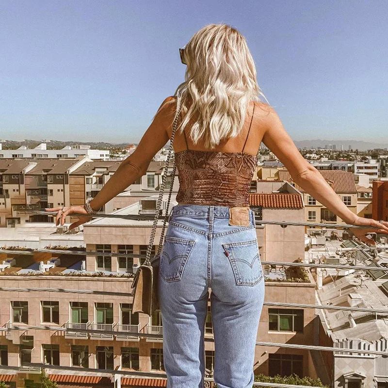 Облегающий жилет со змеиным принтом укороченный Топ для женщин весна-лето 2020