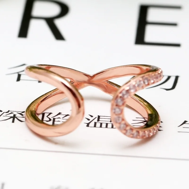 

New Fashion Original Rose 925 Silver Wrapped Open Infinity Ring For Women Wedding Engagement Pan Rings DropShipping Wholesale