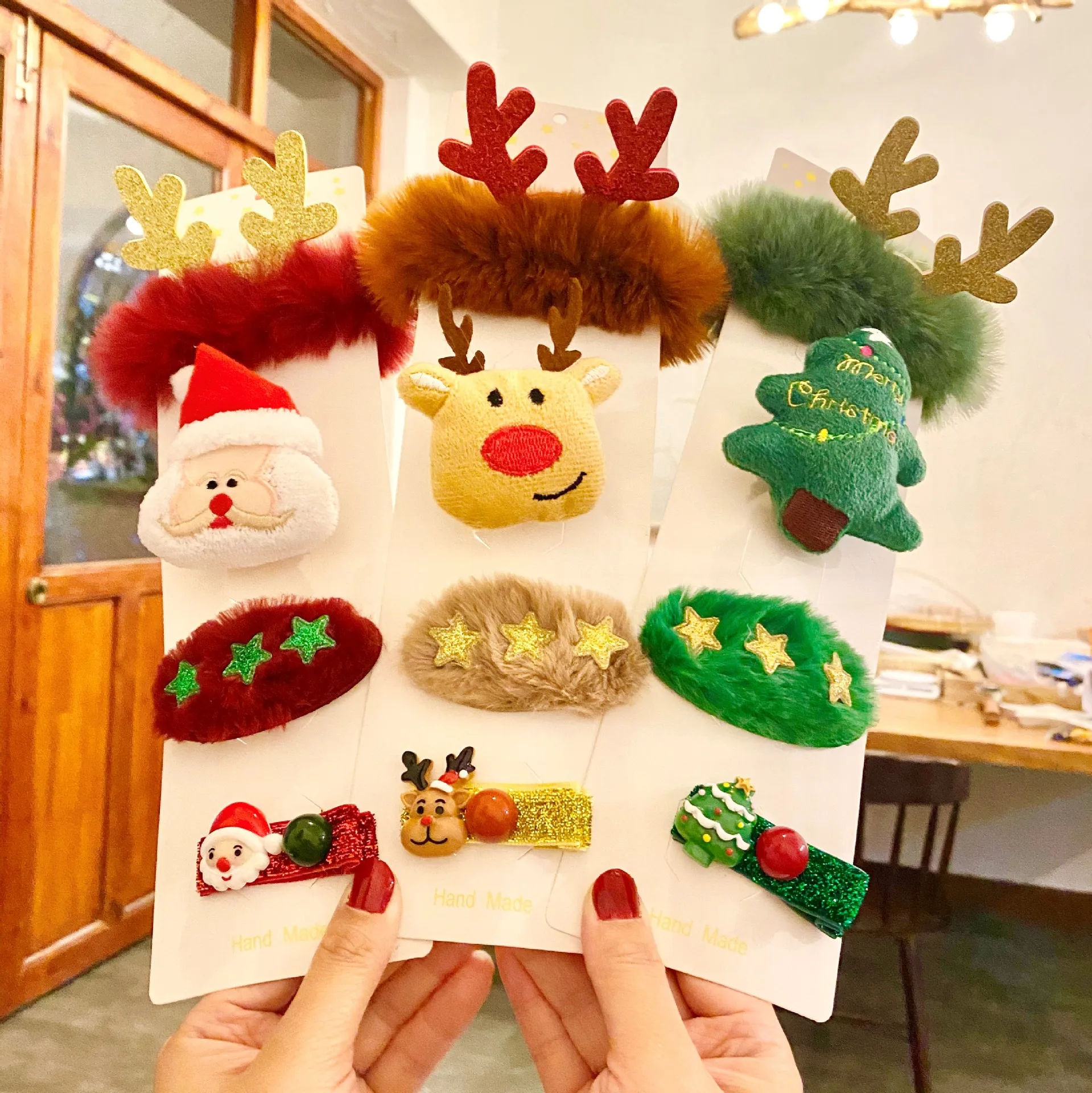 

Christmas Tree Anlter Plush Hairpins Girls Hair Accessories Cute Hair Clip Set Barrettes Kids Party Headwear spinki fo wlosow