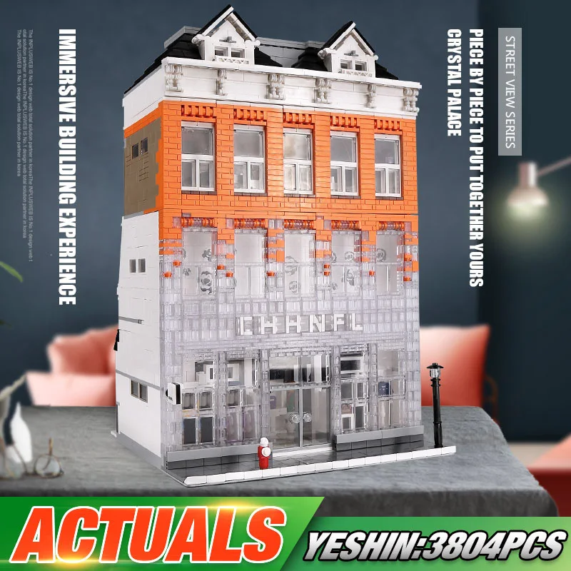 Форма KING MOC креативный Кристальный дом модель уличного вида строительные