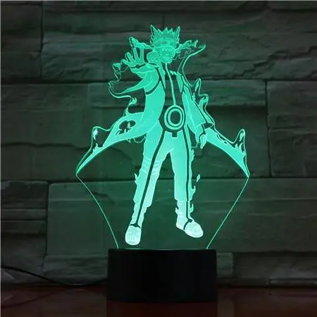 Anime 3D Night Lights Naruto Kyuubi Remote Control Desk Visual LED Shippuden Lighting Xmas Gift Color Changing Lampara