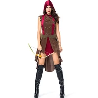 adult women archer archer miss robin warrior solider larp hood costume vintage huntress cosplay dress outfit clothing for ladies