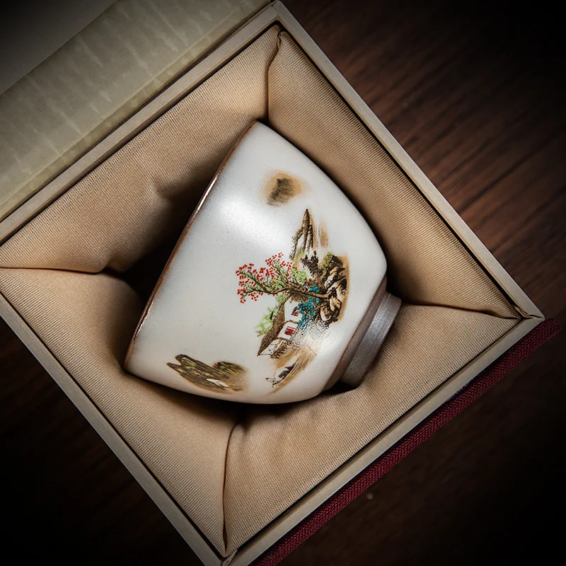 Китайская фарфоровая керамическая чайная чашка Ru изысканная ручная роспись