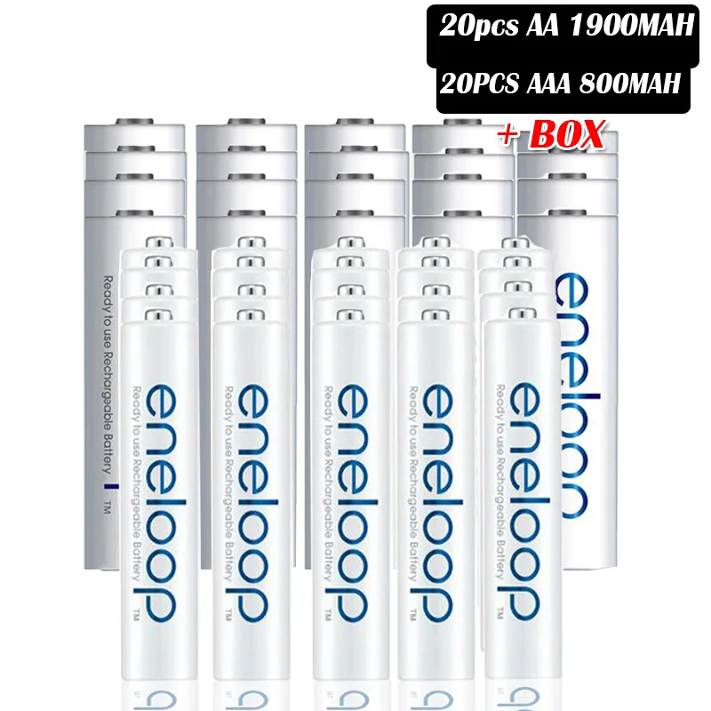 20pcs AA 20pcs AAA Panasonic 1900mah AA Ni-MH аккумуляторная батарея+ 800mah AAA батарея для камеры дистанционного управления игрушки precharge цифровая батарея - Цвет: 20pcs AA 20pcs AAA