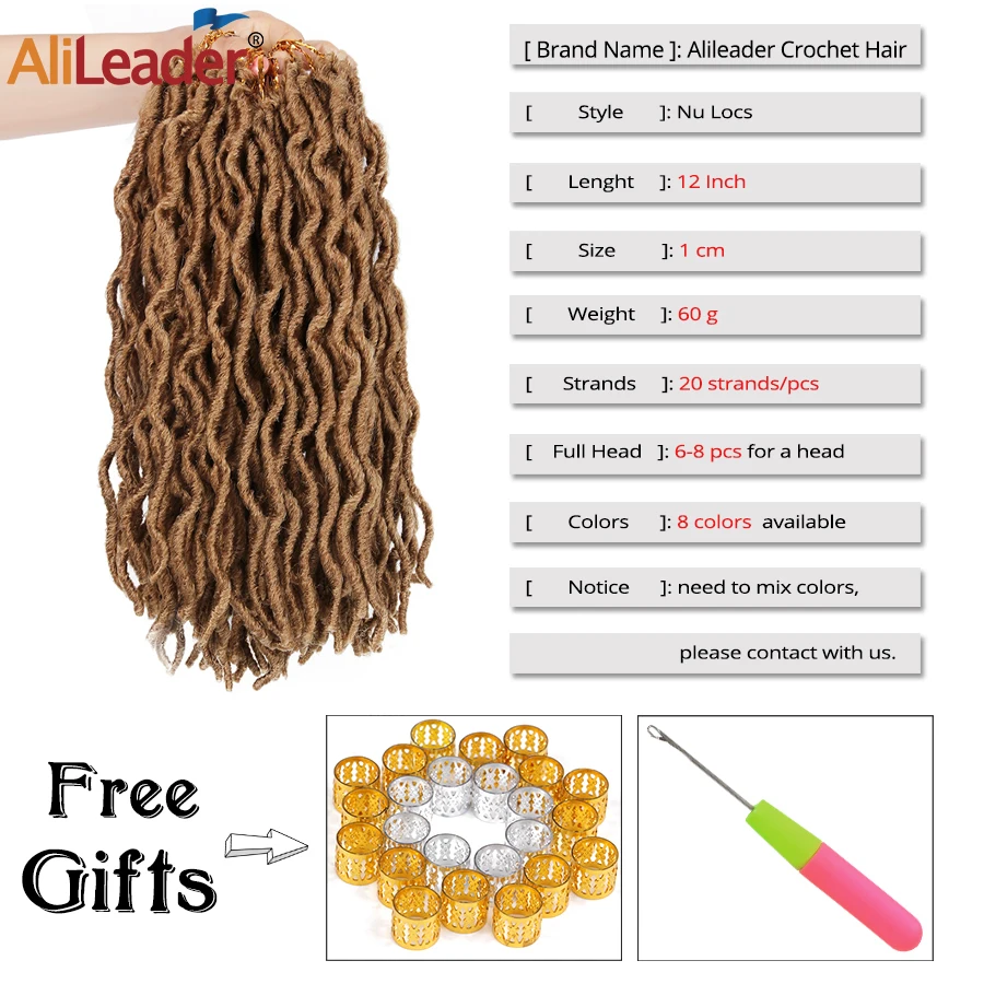 Alileader Super Nu Locs накладные крючком волосы 12 18 дюймов Ombre косички синтетические для