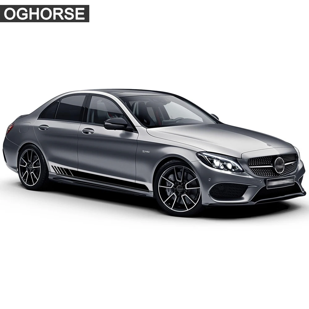 Наклейка на дверь автомобиля боковая юбка полоса наклейка для Mercedes Benz C class W205 W204