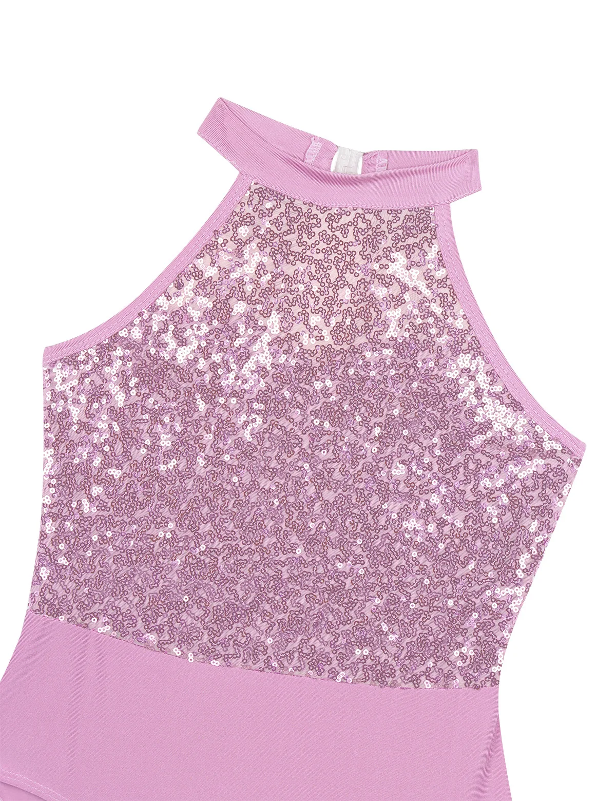 Шифоновый балетный купальник для девочек с блестками воротником холтером И