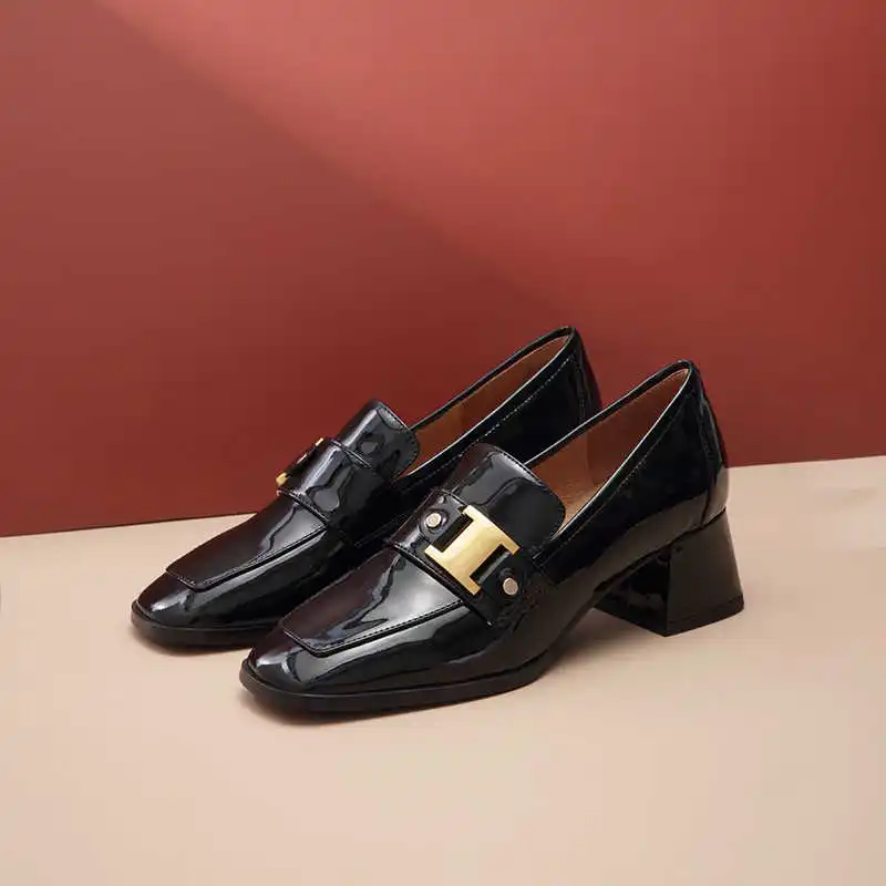 

Осенние женские туфли в британском стиле Crestany из коровьей лакированной кожи, модные женские туфли на толстом каблуке