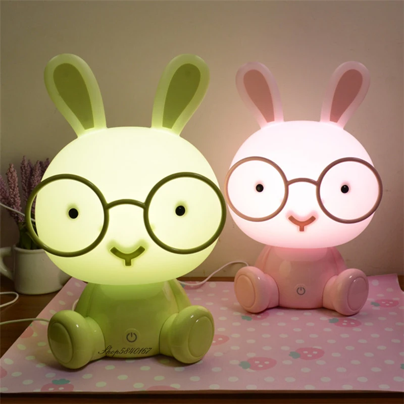 Nordic Ins Led Night Light Creative Cartoon Rabbit Desk Lamp for Children's Gift Bedroom Lamp Lights USB Touch Sensor Nightlight