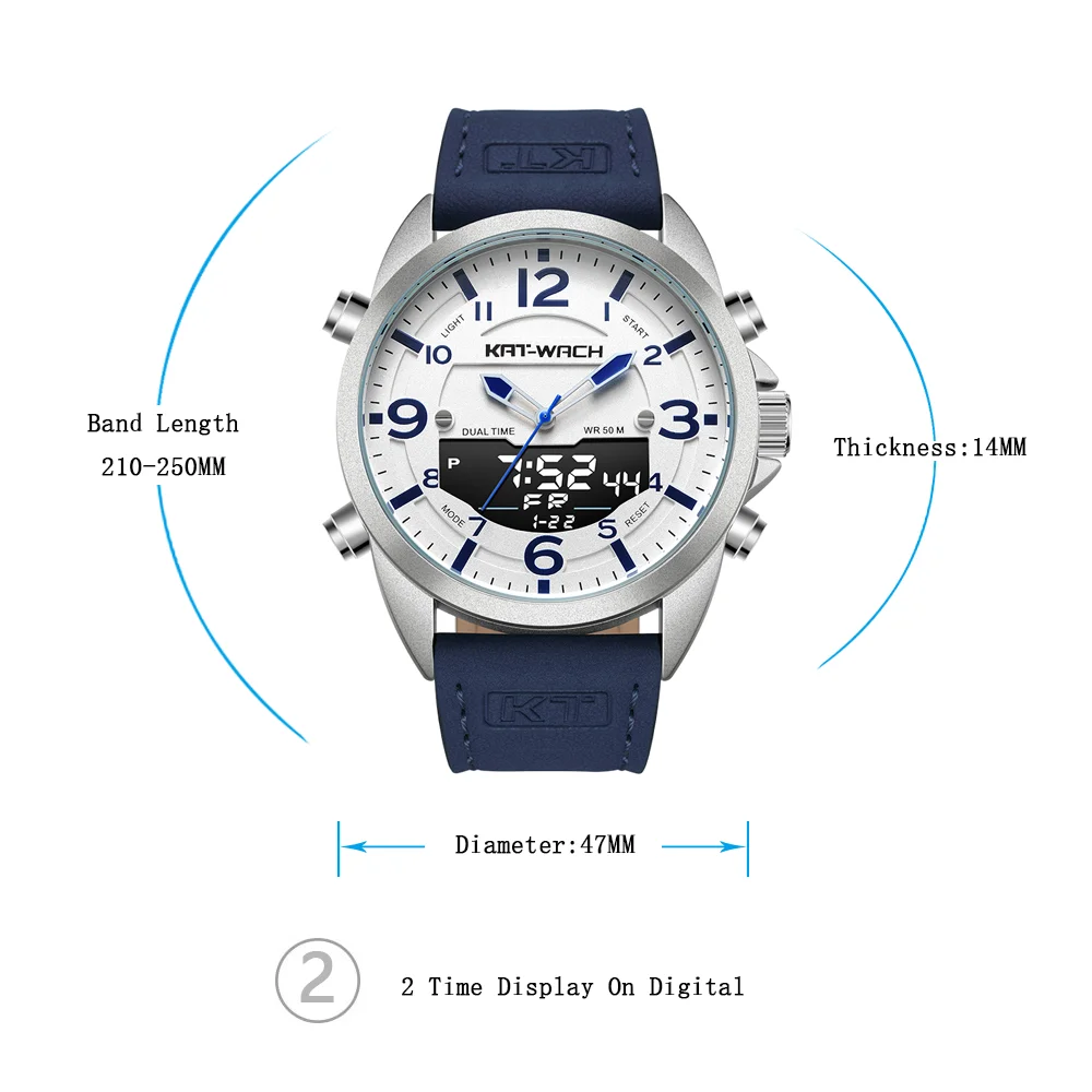 

2021 Top Luxury Men's Watch Outdoor Military Electronic Digital Timekeeping Dual Time Zone Student Clock Dual Movement