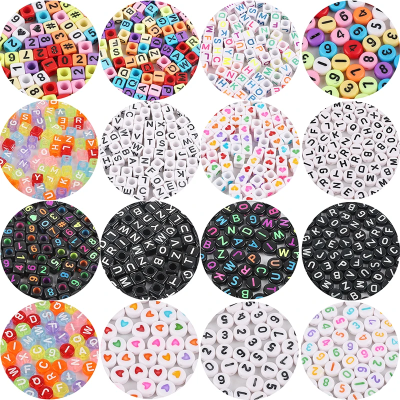 

100-500Pcs Mixed Letters Acrylic Round Flat Alphabet Digital Numbers Loose Spacer Beads For Jewelry Making DIY Bracelet Necklace