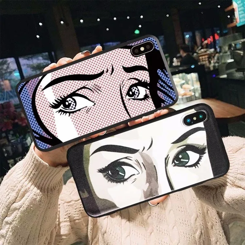 Celebrity Style Applicable iphonexsmax Illustration Eyes 7plus Apple XR Phone Case Soft | Мобильные телефоны и аксессуары