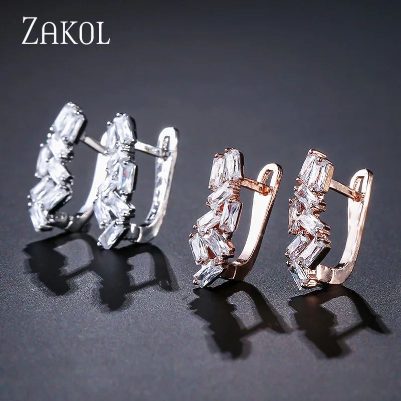 ZAKOL романтические серьги кольца с цирконом класса ААА для женщин ювелирные