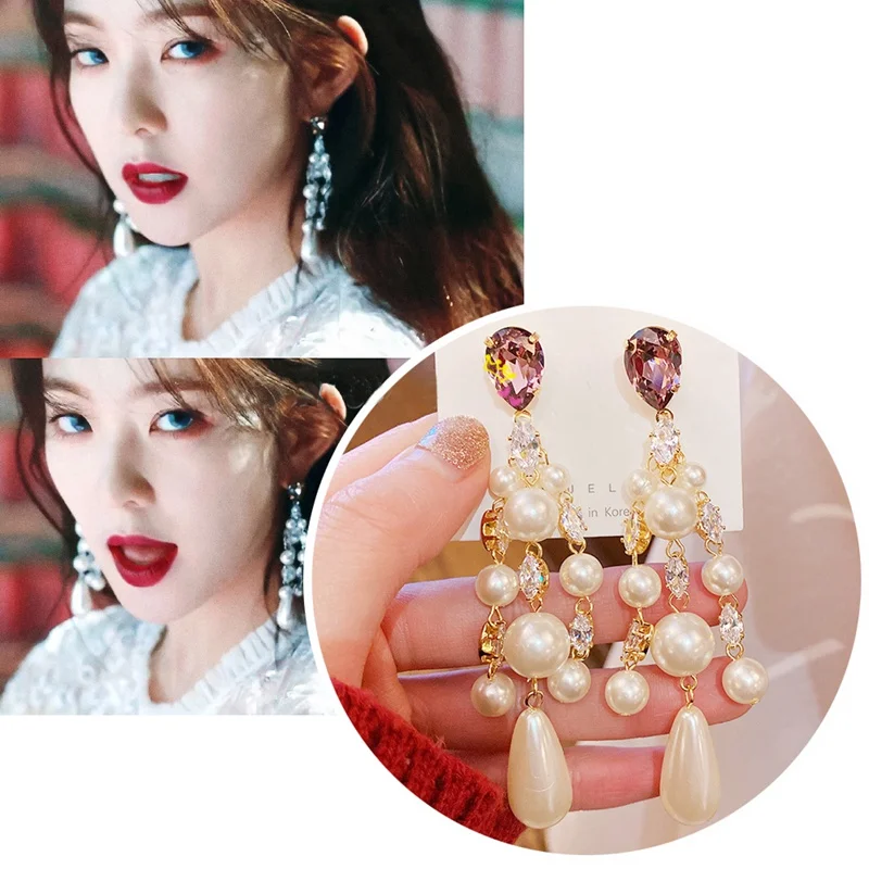 Новые корейские ТВ звезды винтажные жемчужные кисточки Висячие серьги для