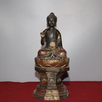 12chinese temple collection old bronze cinnabar lacquer northern wei buddha great buddha tathagata sit lotus terrace ornaments