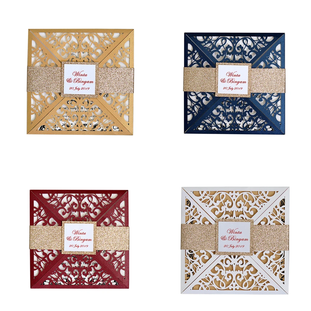 10 шт. кружевной полый лазерный разрез с цветами для свадебных приглашений