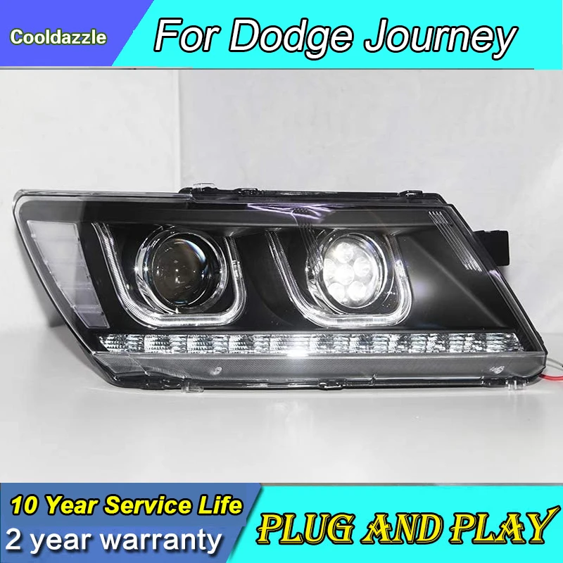 2009 до 2014 года для Dodge путешествие Fiat Freemont светодиодный U головная фара ангельский