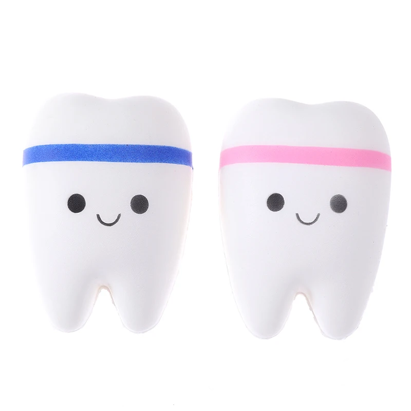 

1Pc Rainbow Tooth Slow Rising Cartoon Teeth Antistress Soft Squeeze Bread Toy