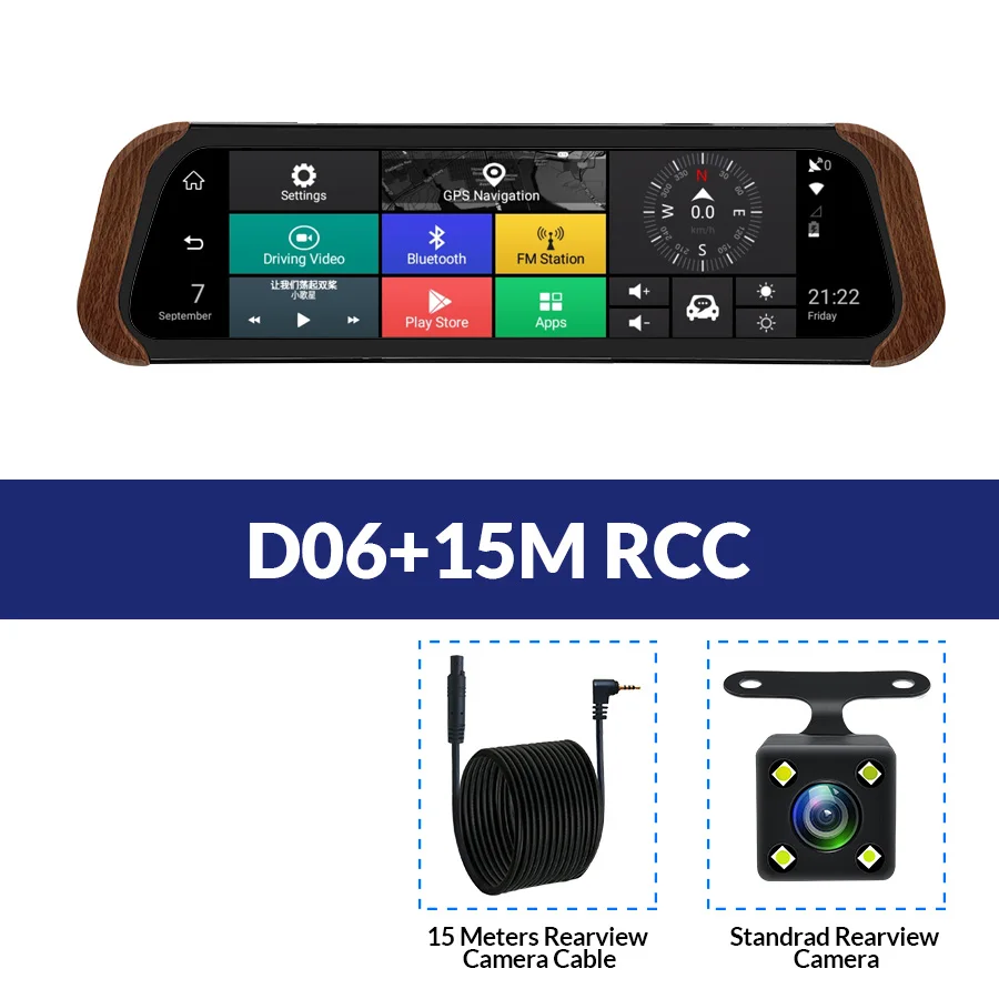 D06-15M RCC E-ACE Автомобильный видеорегистратор Камера 4G Android 1" ips поток зеркало заднего вида Full HD 1080P Dash Cam ADAS Авто РЕГИСТРАТОР gps видео рекордер - Название цвета: D06-15M RCC