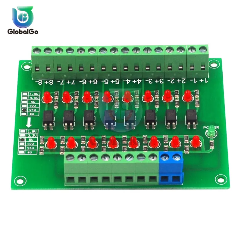 DST-1R8P-N 8 канальная оптопара 24V to 5V изоляционный модуль плата преобразования уровня