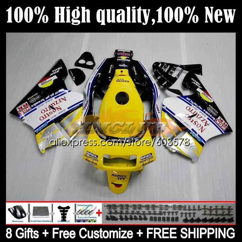 

Kit For HONDA NSR 250 R MC18 PGM2 NSR 250R NS250 99CL.58 MC16 NSR250 R RR NSR250RR 88 89 NSR250R 1988 1989 Fairing yellow white