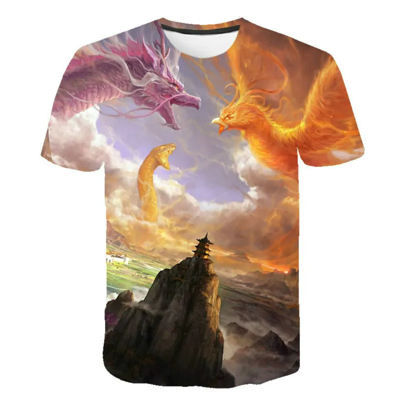 

Boys 3D printing T-shirt O-neck shirt 2021 new funny cartoon dragon pattern casual personality children's summer T-shirt