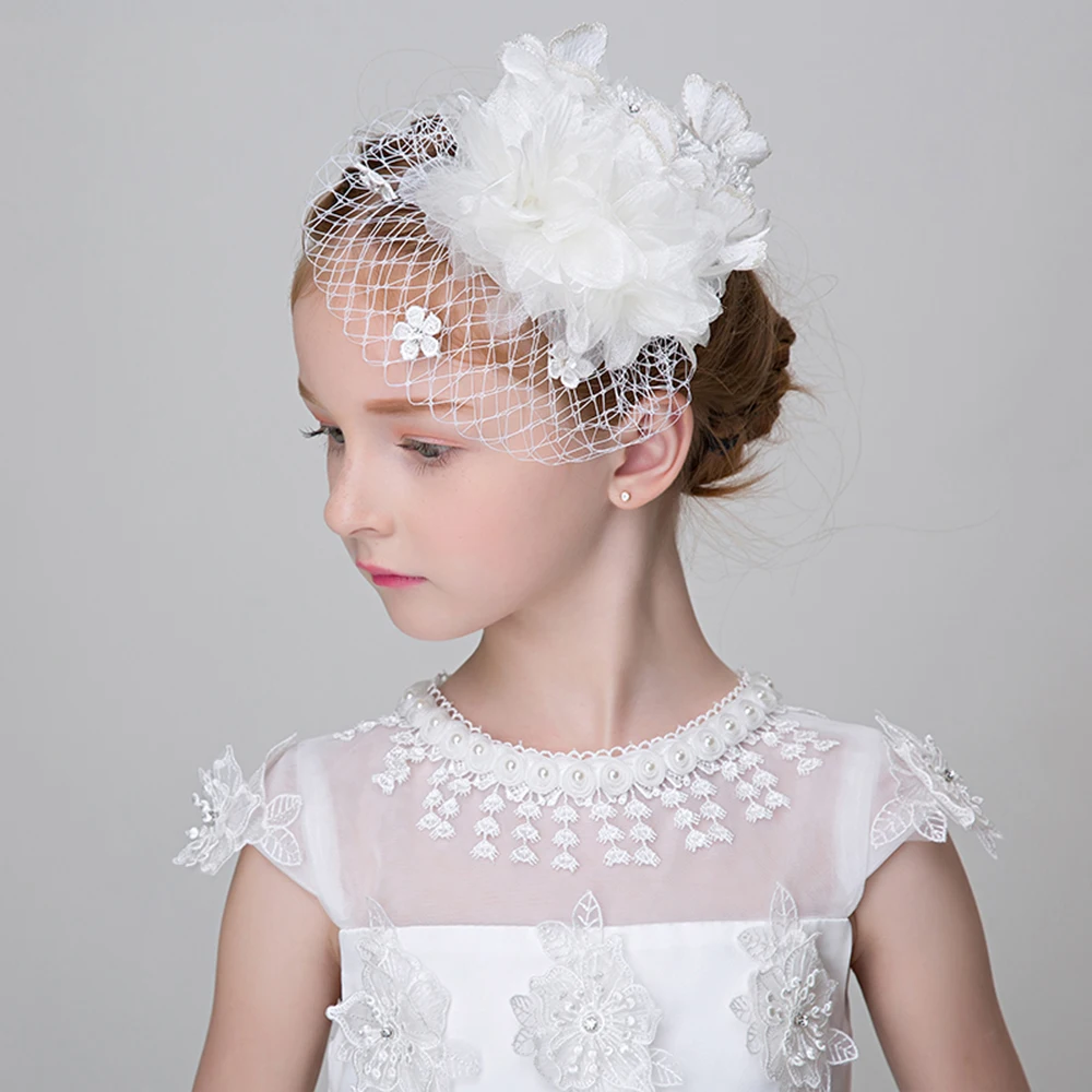 Модные заколки для волос девочек головной убор кружевная пряжа цветок маленькая