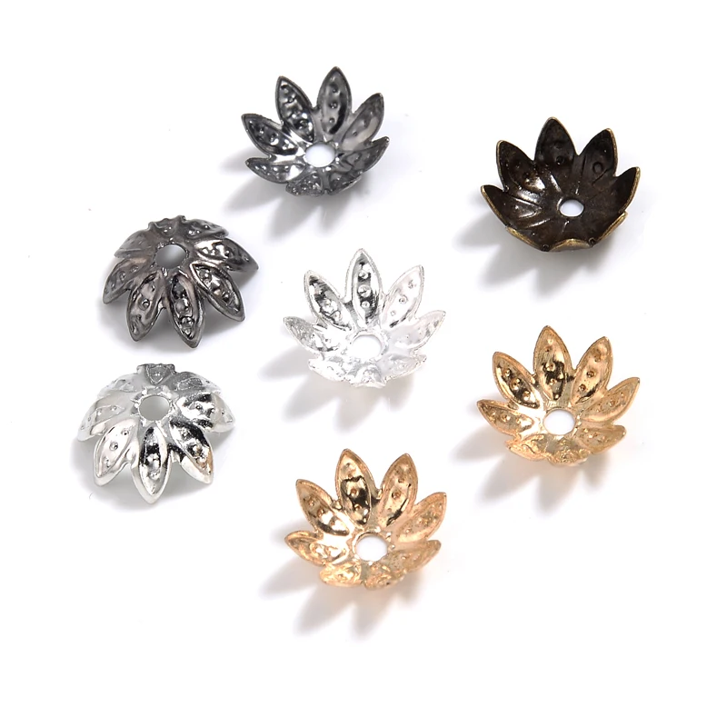 

100 шт./упаковка, металлические шапочки в виде цветка лотоса, 8/10 мм
