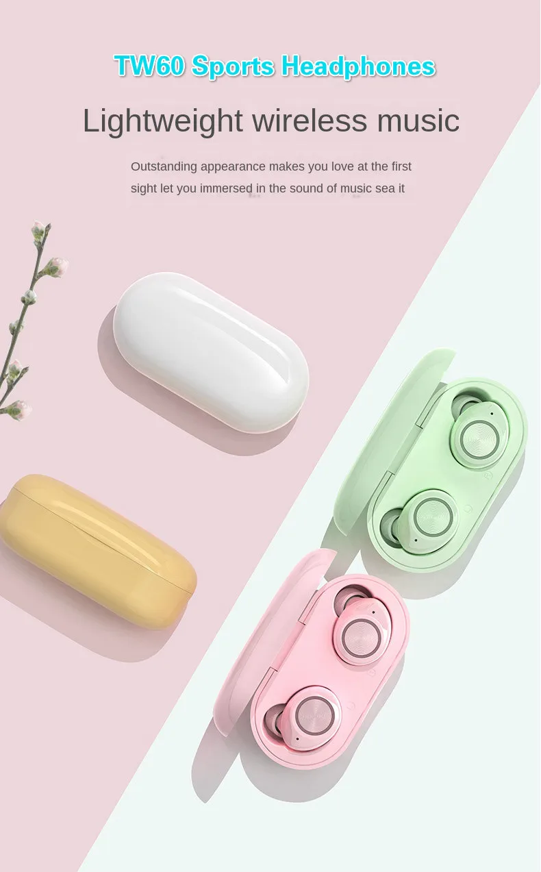 Новая explosion TW60 Bluetooth гарнитура TWS Беспроводная в ухо бинауральная 5 0 Macarons частный