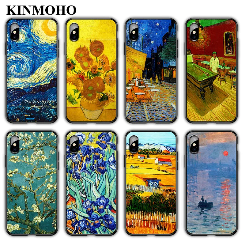 Мягкие черные чехлы для телефонов из ТПУ с изображением Клода Моне Ван Гога