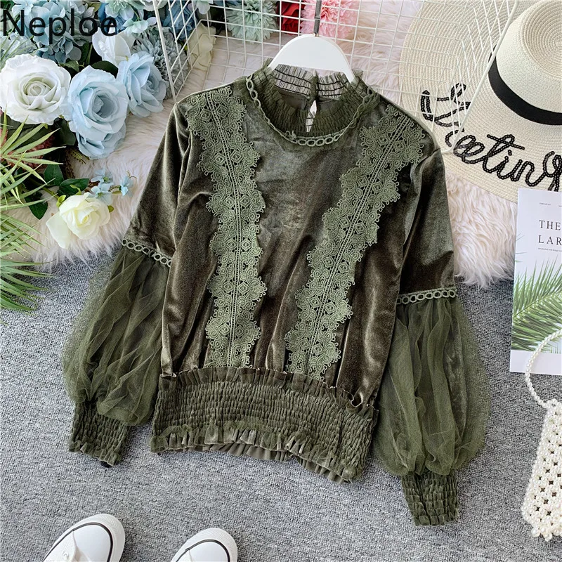 Блузка женская кружевная с рюшами винтажная 69046|Блузки| |