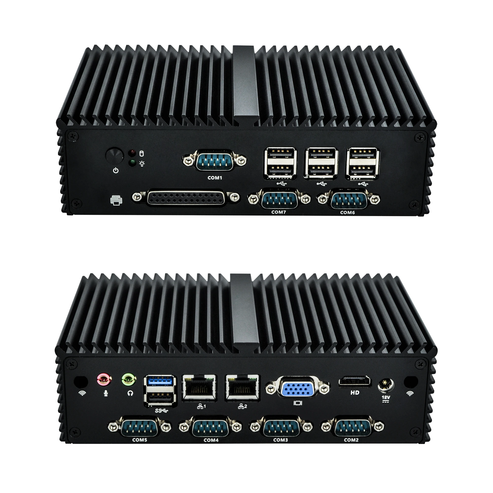 7 RS232 Micro Linux Quad Core J1900 промышленный безвентиляторный брандмауэр мини ПК поддержка