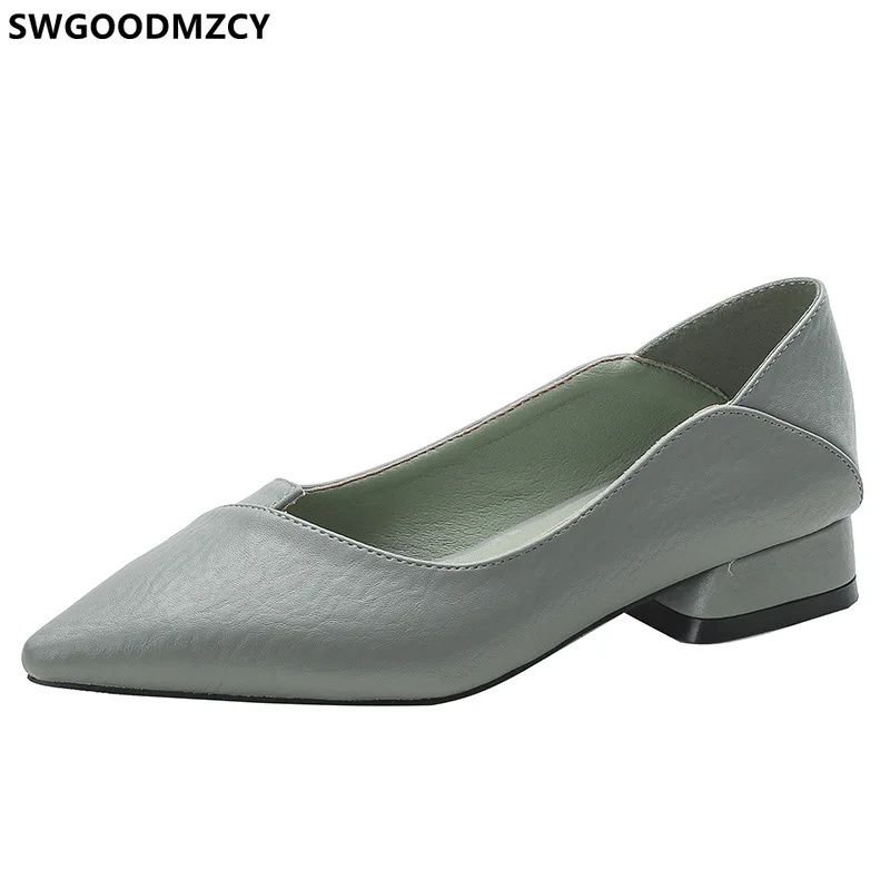 

Туфли-лодочки женские на квадратном каблуке, кожаные офисные туфли, низкий каблук, чёрные