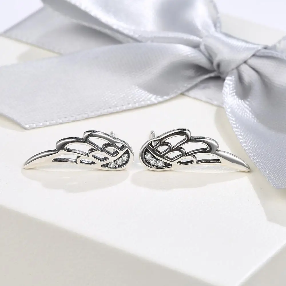 Женские серьги-гвоздики из серебра 925 пробы с перьями | Украшения и аксессуары