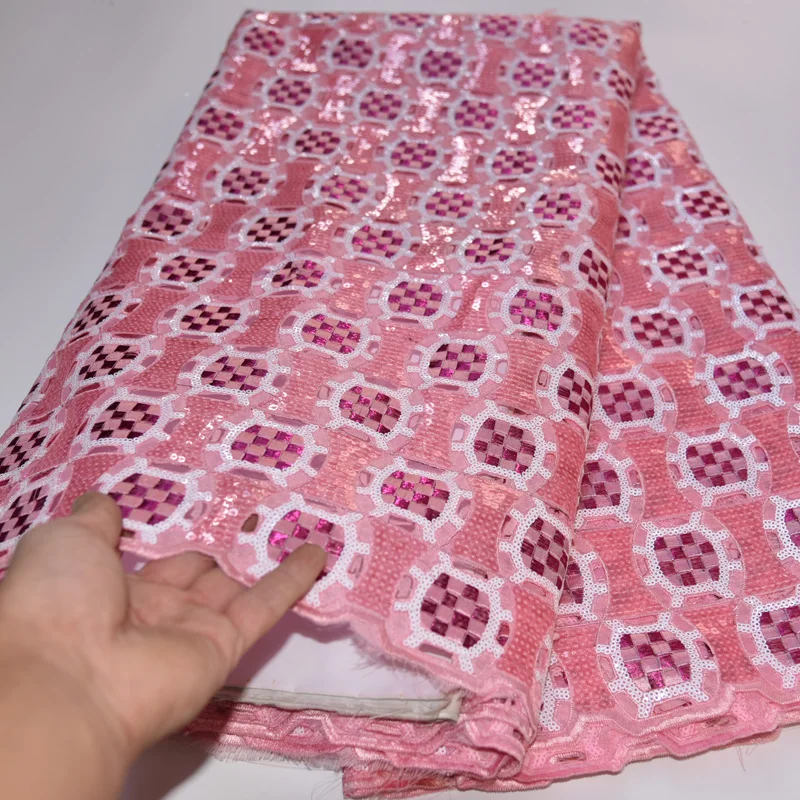 (5 ярдов/шт.) Высококачественная зеленая африканская кружевная ткань ручной