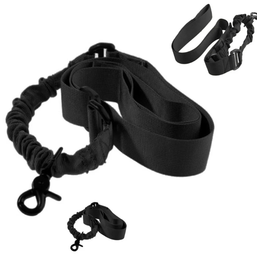 

2pcs Adjustable Single Point Sling Gear Bungee Sling One Point Picatinny Strap with Adapter Plate Mount (Black)