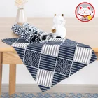 Коврик для стола из хлопка и льна, комплект из 4 предметов, двухслойный коврик в японском стиле Lucky Cat для кухни, салфетки темно-синего цвета