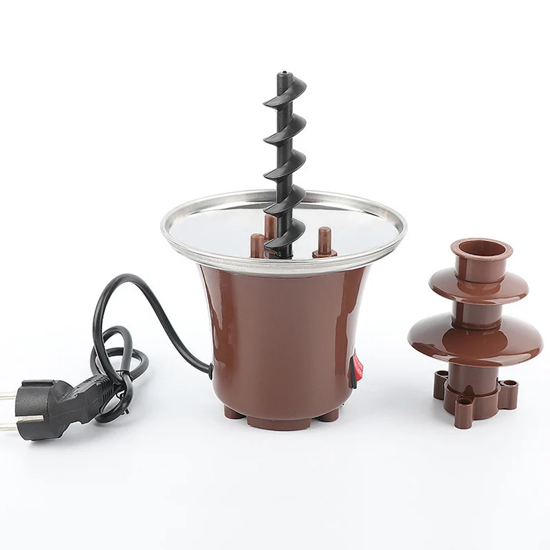 

New Mini Chocolate Fountain Three Layers Creative Design Chocolate Melt With Heating Fondue Machine DIY Mini Waterfall Hotpot