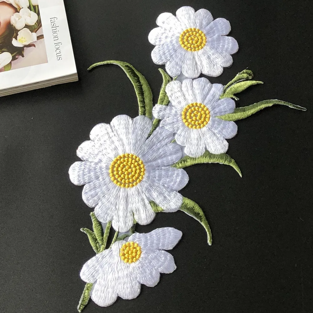 1 шт DIY кружевное ремесло хризантемы из ткани с вышивкой на клею органза вышитая