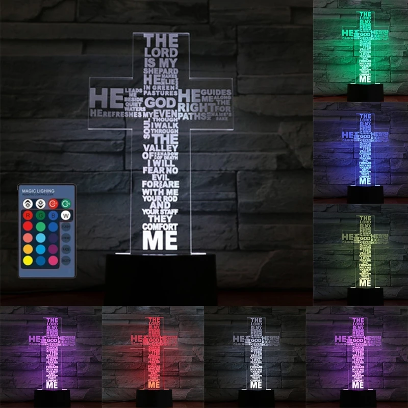 

Creative Colorful Gradient Cross 3D Lamp LED Colorful Night Light Home Bar Club