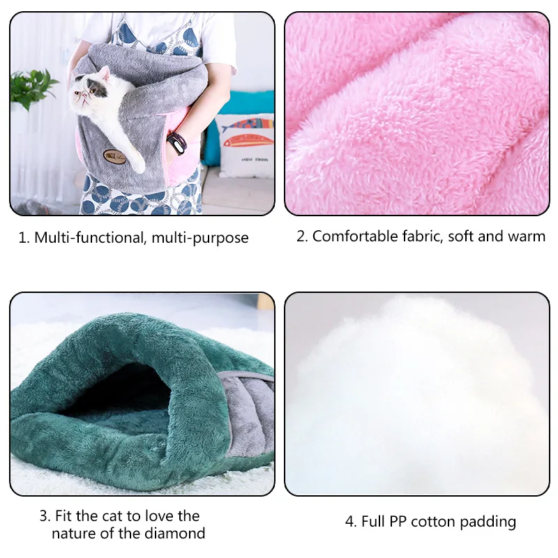 Thick Puppy House Pet Cat Dog Soft Warm Nest Winter Kennel Bed Multi-function Cat Cave Sleeping Bag Mat Pad Tent Pet Cozy Bed 45