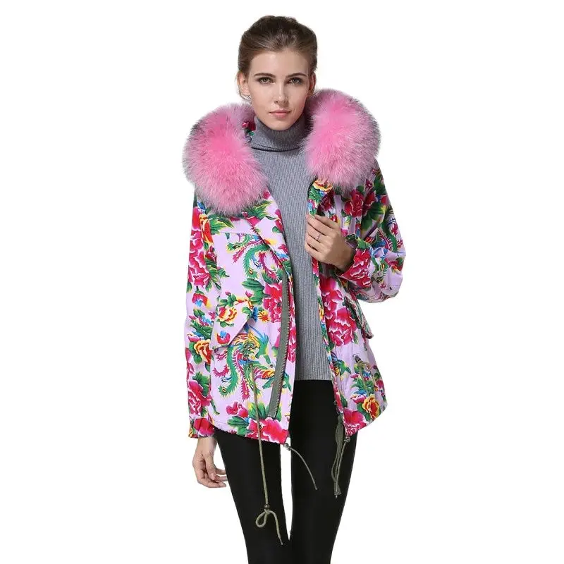 2017 розовый настоящий Енот огромные толстовки тренчкот для мам Одежда в китайском