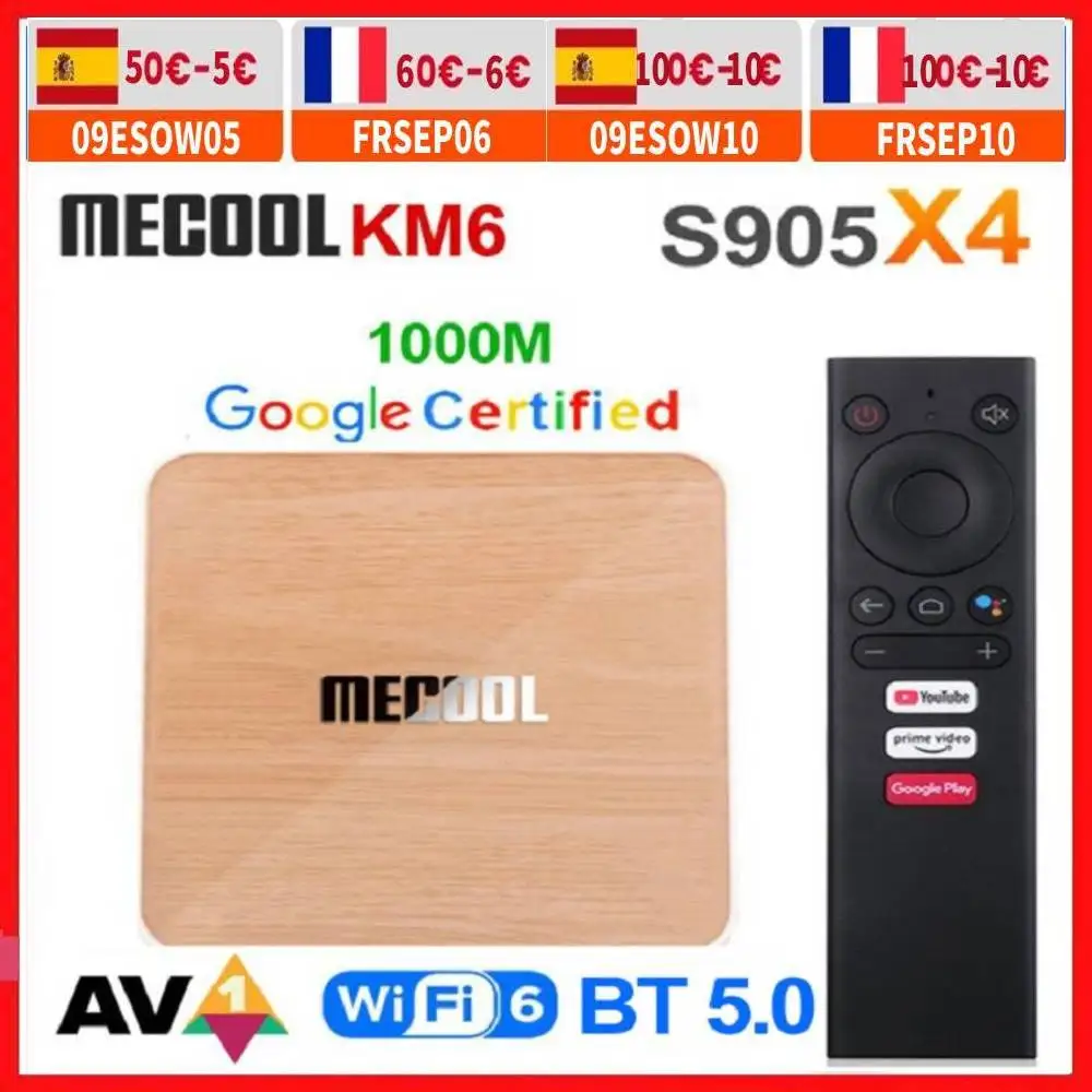 

Mecool KM6 Deluxe ATV Android 10 Amlogic S905X4 AndroidTV 10.0 Google Certified Dual WiFi 6 1000M 4GB 64GB Media Player 2G16G