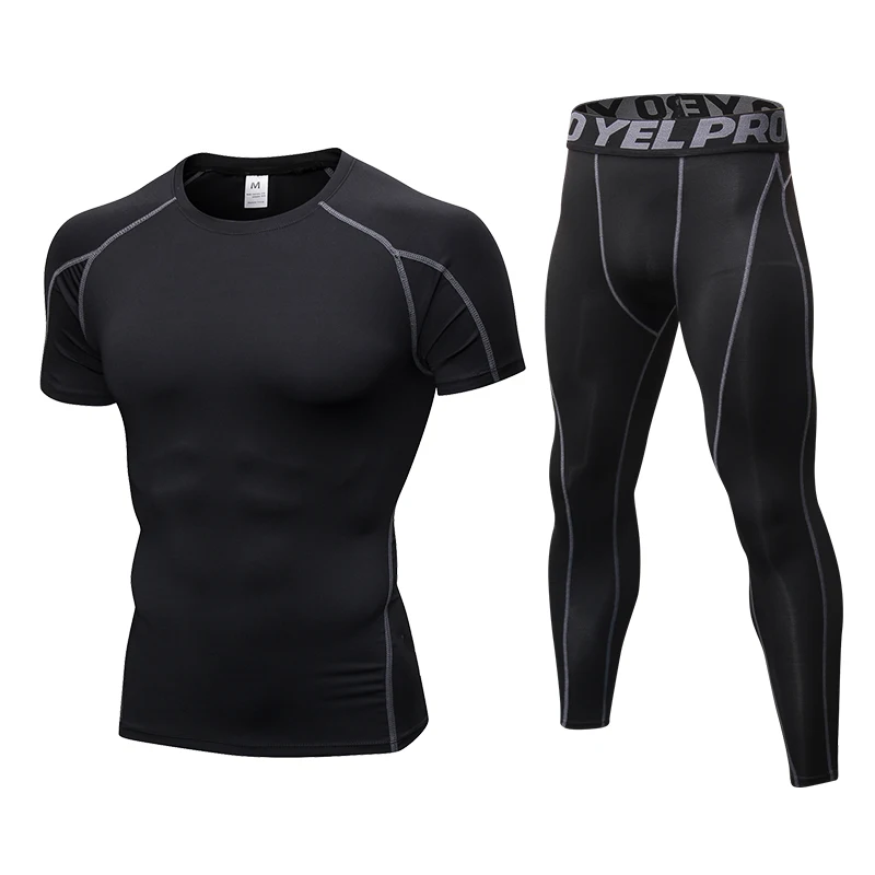 2 шт. компрессионный Быстросохнущий облегающий спортивный костюм мужской