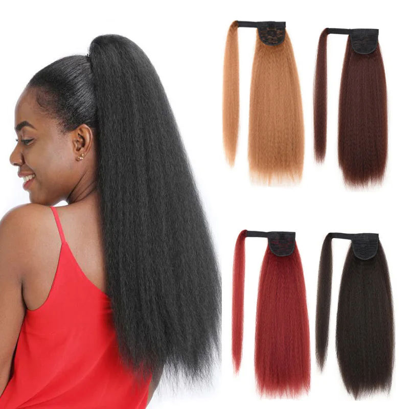 

Jeedou Yaki Straight Hair Ponytail Wrap Around Ponytails Extension Synthetic 55cm Long Hairpiece For Black Women