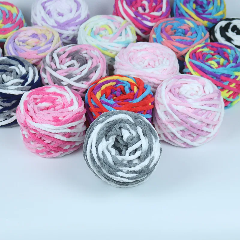 

100g/Ball Soft Ice Strip Line DIY Cotton Wool Yarn For Hand Knitting Scarf Cushion Thick Line Wholesale